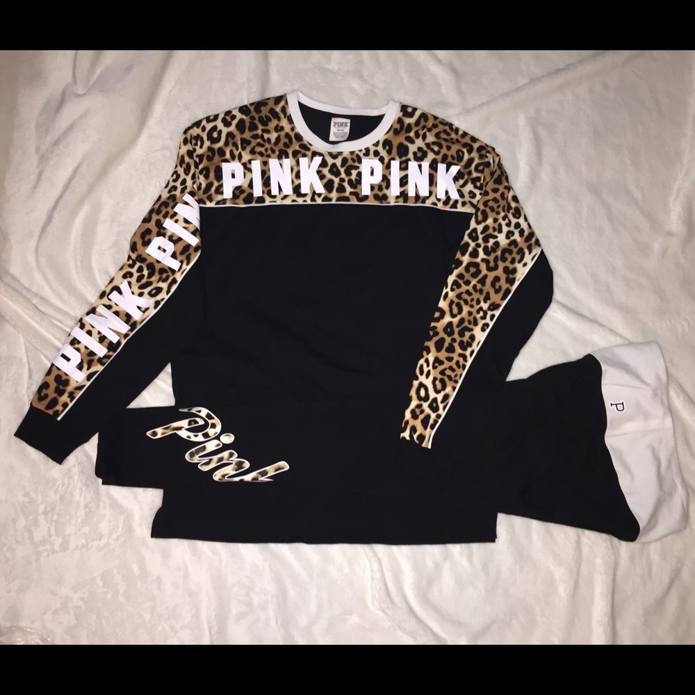 NEW 🐆 PINK leggings/Campus Tee Set